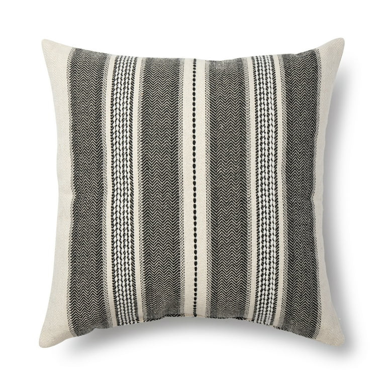 Mainstays Woven Stripe Decorative Pillow, 18x18, Black - Walmart.com | Walmart (US)