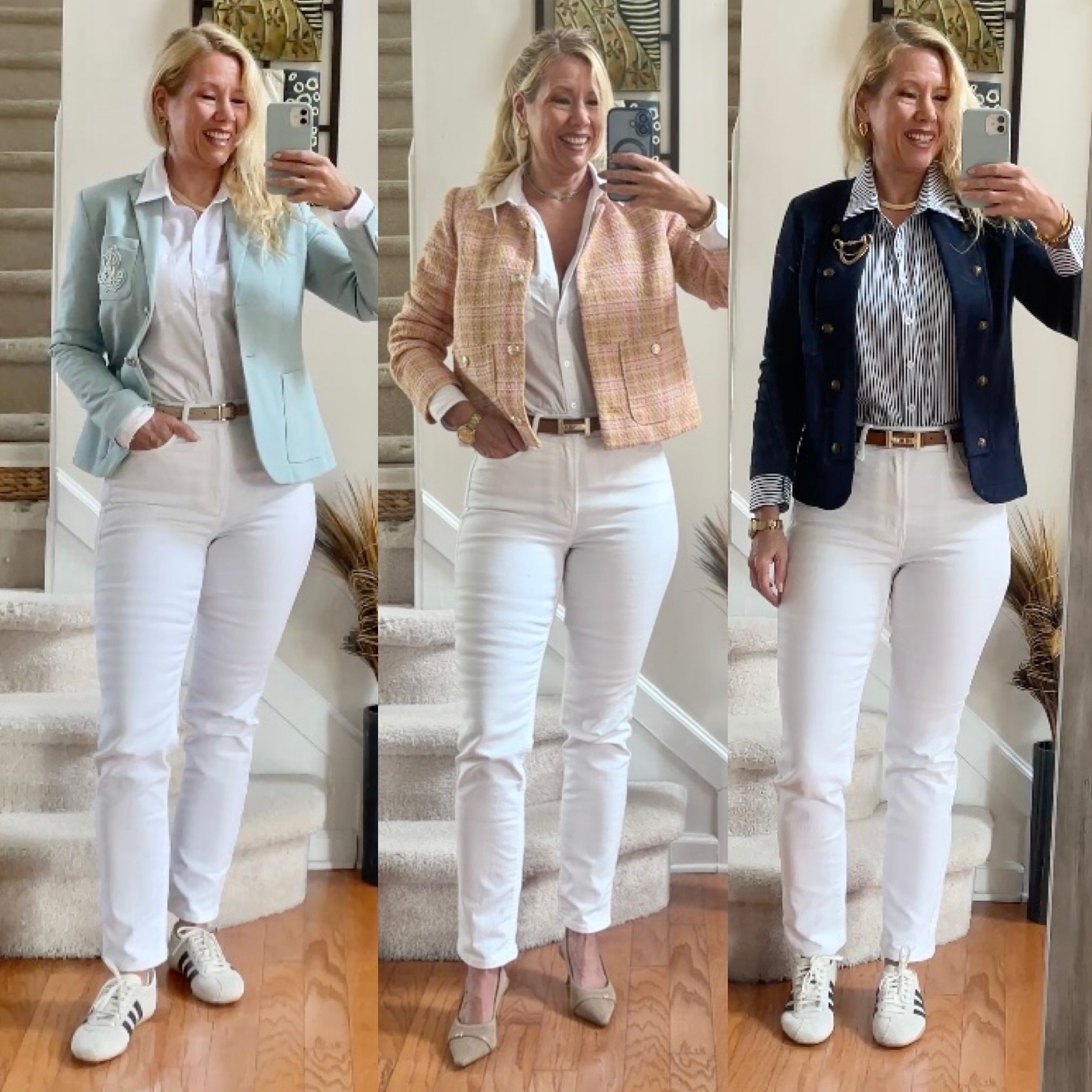 Which one do you like the best? 1-2-3? Basically 3x the same formula: jeans, button shirt & a blazer! So simple but so chic! Works with heels or sneakers! 👌🏽

#LTKgrwm #LTKootd #LTKOver40
