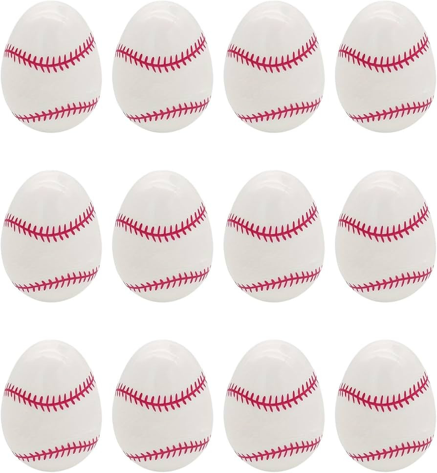 12PCS Unfilled Baseball Easter Eggs Sports Balls Decorations 2.4in Plastic Holiday Basket Stuffer... | Amazon (US)