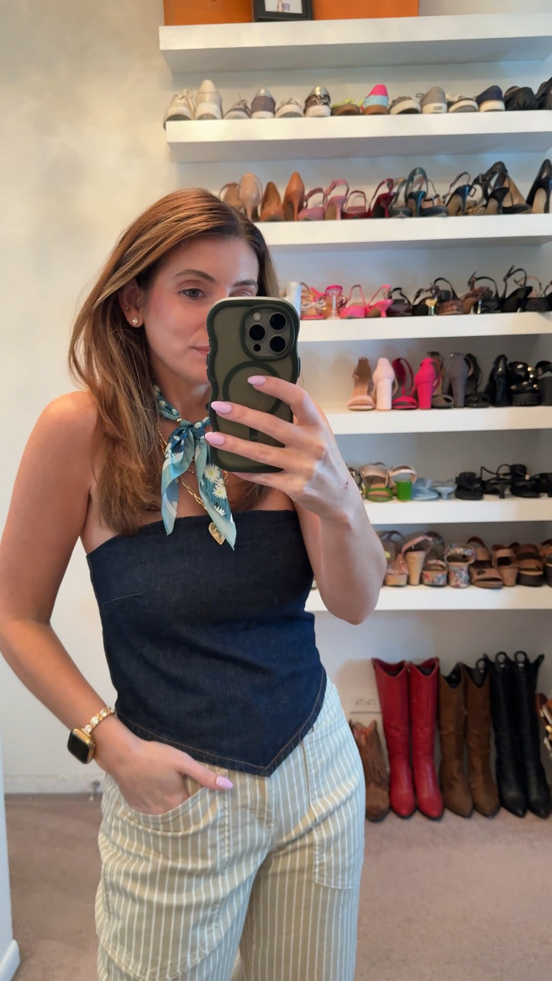 Easy summer outfit idea, summer to fall transition outfit, pearl mesh ballet flats, scarf layered necklace

#LTKootd #LTKSaleAlert #LTKOver40