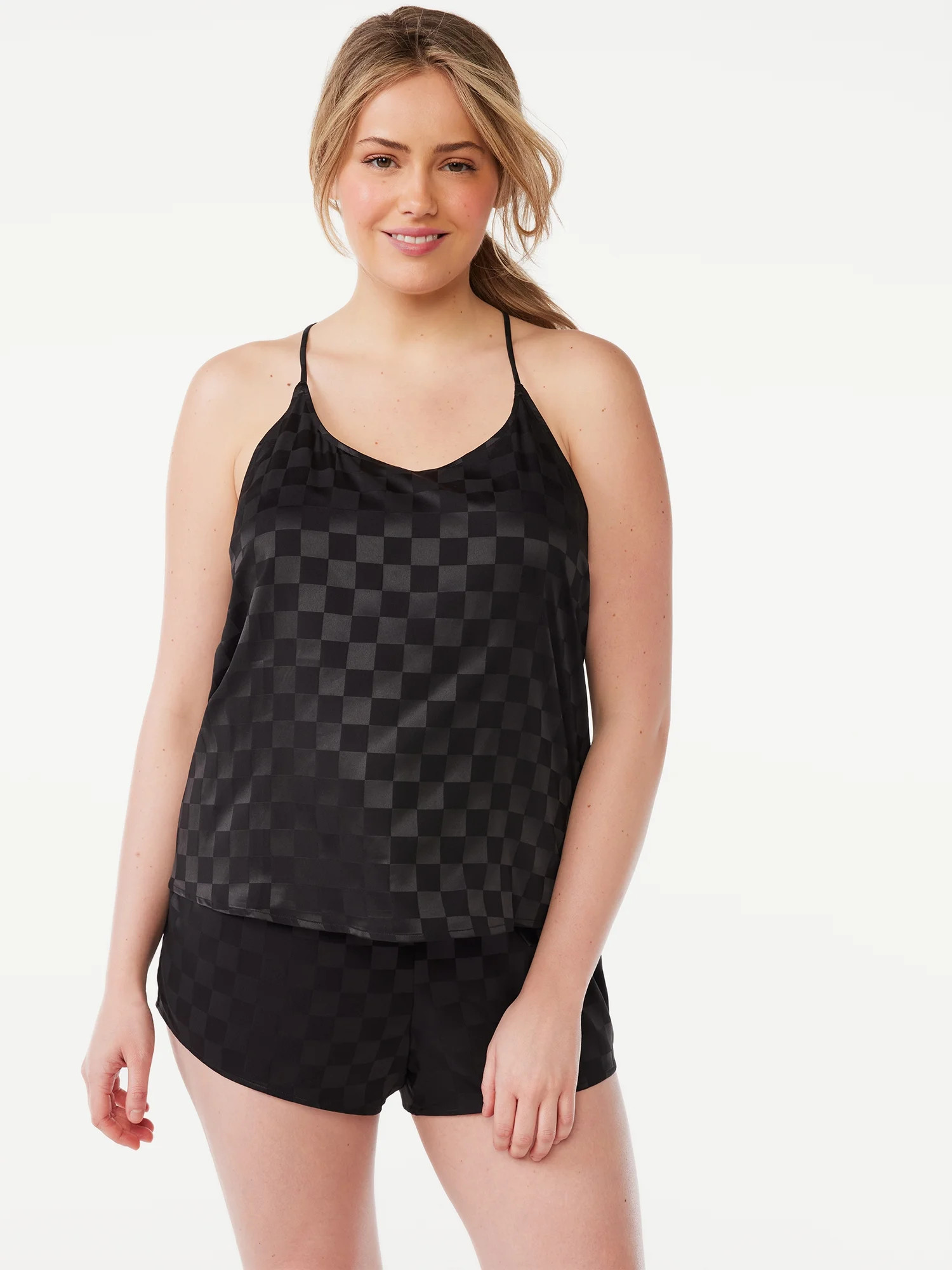 Joyspun Women's Satin Racerback Cami and Shorts Pajama Set, 2-Piece, Sizes XS to 3X | Walmart (US)