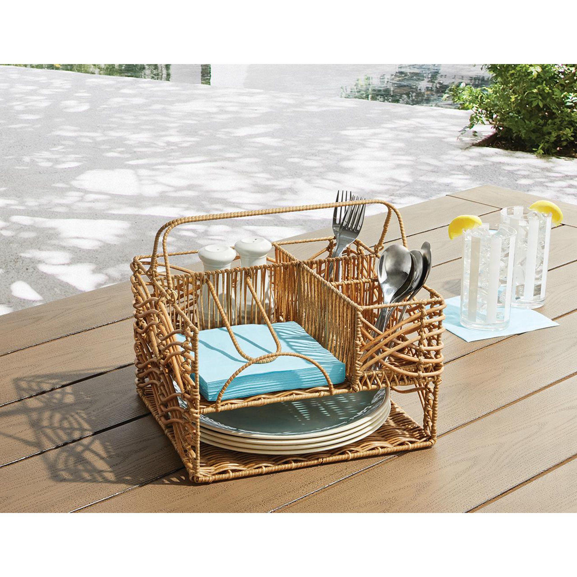 Better Homes & Gardens Alameda Resin Rattan All-in-One Serving Caddy | Walmart (US)