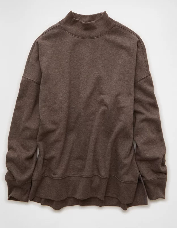 AE Everyday Luxe Oversized Mock Neck Sweatshirt | American Eagle Outfitters (US & CA)