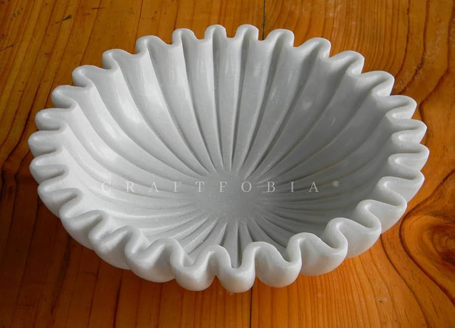HandCrafted Marble Bowl/Antique Scallop Bowl/Fruit Bowl/Vintage Ring Dish/Decorative Ruffle Flowe... | Amazon (US)