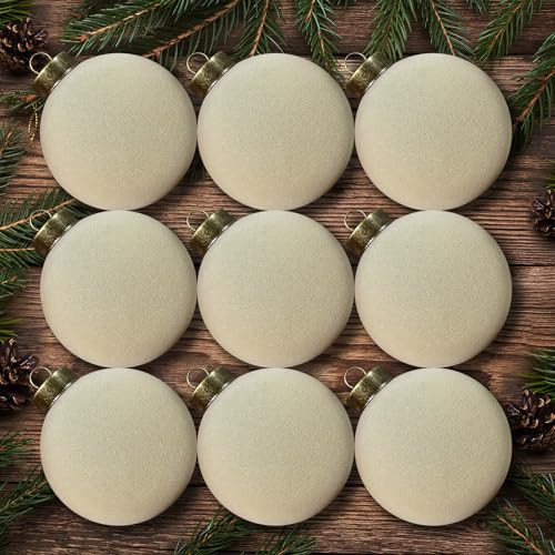 9 Pack Velvet Ornaments for Christmas Tree Decorations - Xmas Ball Ornament for Indoor Holiday Decor - Shatterproof Flocked Christmas Bulbs Ornaments（Beige, 3.15 Inch） | Amazon (US)