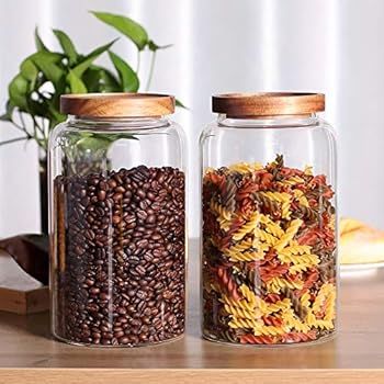 Large Glass Jar with Airtight Lid Set of 2 93 FL OZ(2750ml) glass canister set, Glass Food Container | Amazon (US)