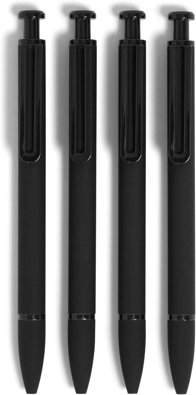 U Brands Midnight Monterey Ballpoint Pens, 4 Count, Black Soft Touch, Painted Black Details, Bold... | Amazon (US)