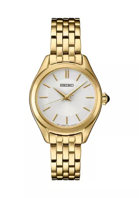 Seiko Women's Essentials Solar Yellow Tone Classic Styling Watch, Gold | Belk