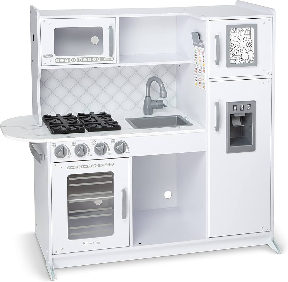 Melissa & Doug Wooden Chef’s Pretend Play Toy Kitchen With “Ice” Cube Dispenser – Cloud W... | Amazon (US)