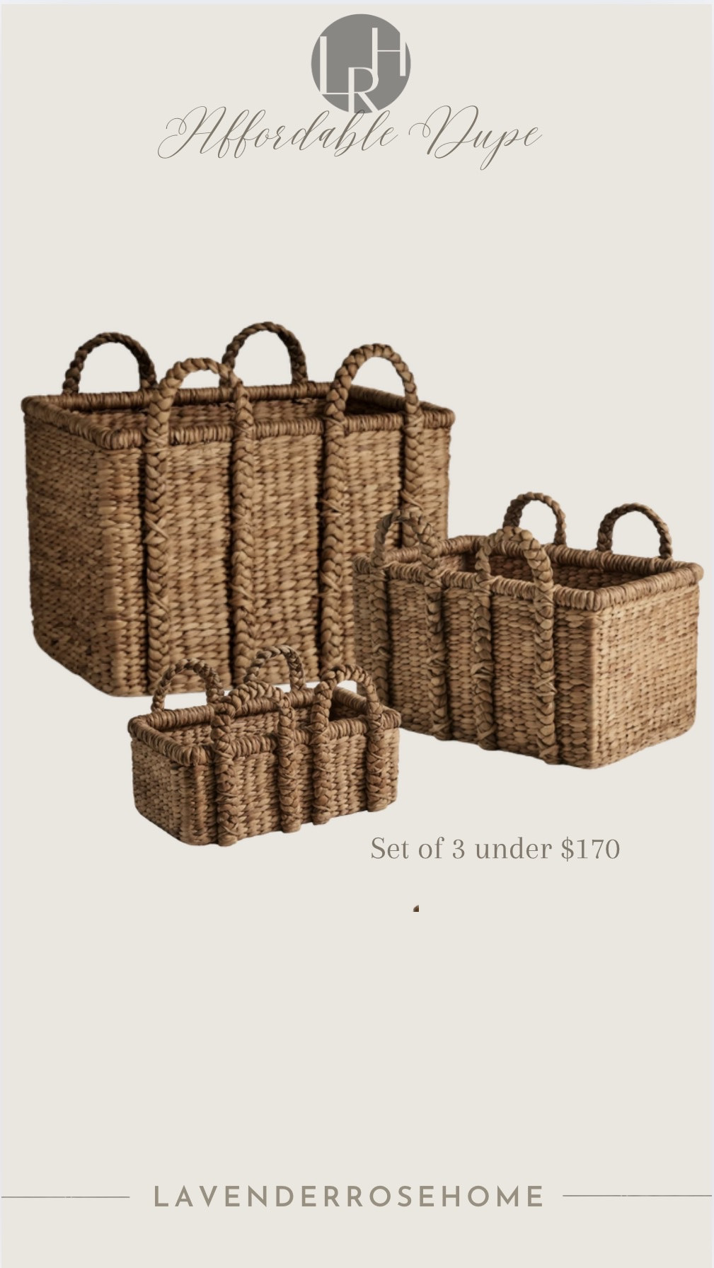 These chunky-weave storage baskets are one of my favorite high-end look-for-less finds. The set of three gives you the same beautiful, sculptural feel as the Pottery Barn version, but for a fraction of the price.
I love using them for blankets, pillows, toys, and everyday essentials throughout the house. The thick, hand-braided handles add a timeless, elevated touch while making them easy to move from room to room.

Baskets. Basket with Handles. Storage Options. Woven Decor. Living Room. Bedroom. Entryway. Kitchen. Mushroom. Lavender Rose Home.


#LTKHome