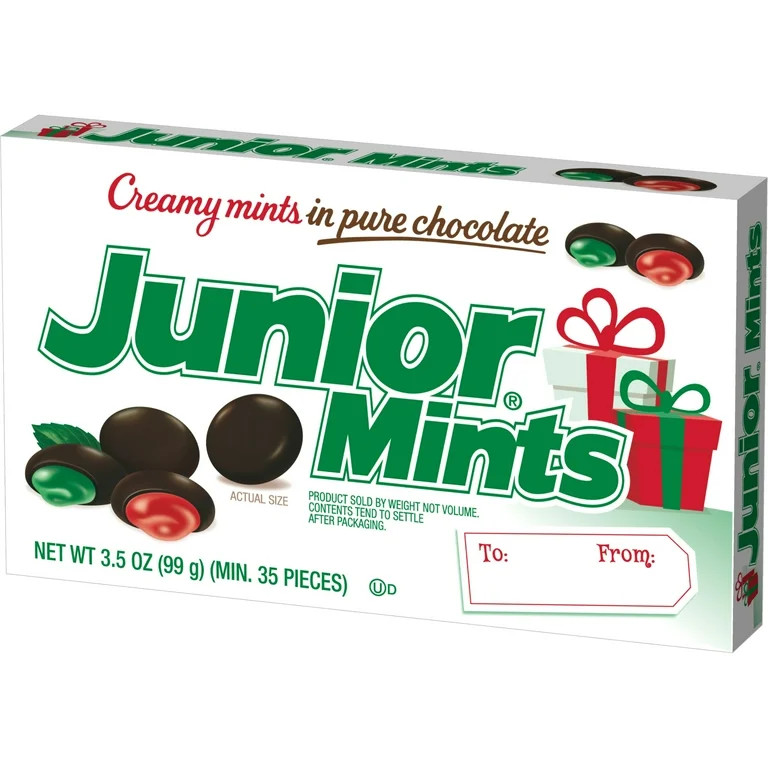 Junior Mints, Dark Chocolate Covered Red & Green Holiday Mints Box, 3.5 oz.  Peanut Free, Gluten ... | Walmart (US)