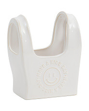 Ceramic Smiley Face Shopping Bag Planter | TJ Maxx