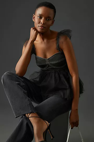 Pilcro Tulle Babydoll Blouse | Anthropologie (US)