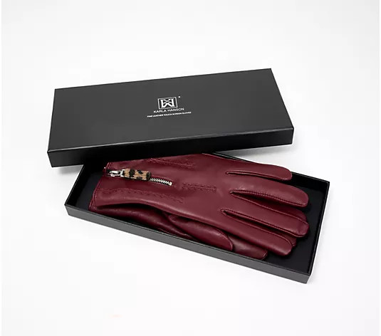 Karla Hanson Touch Screen Leather Gloves in Gift Box - QVC.com | QVC