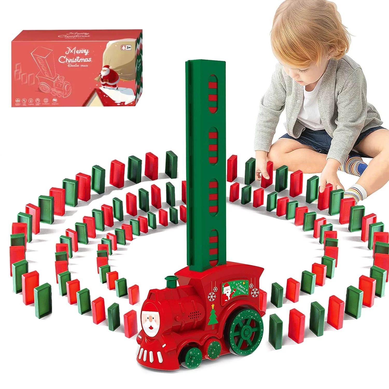 Kid Odyssey Domino Train Toy Set, 60 Pcs Santa's Domino Musical Christmas Train Set for Kids, Bui... | Walmart (US)