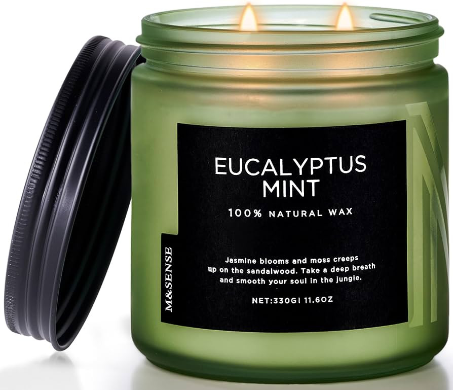 M&SENSE Eucalyptus Mint Soy Candles for Home Scented, 11.6oz 70 Hour Burn Aromatherapy Candle Gif... | Amazon (US)