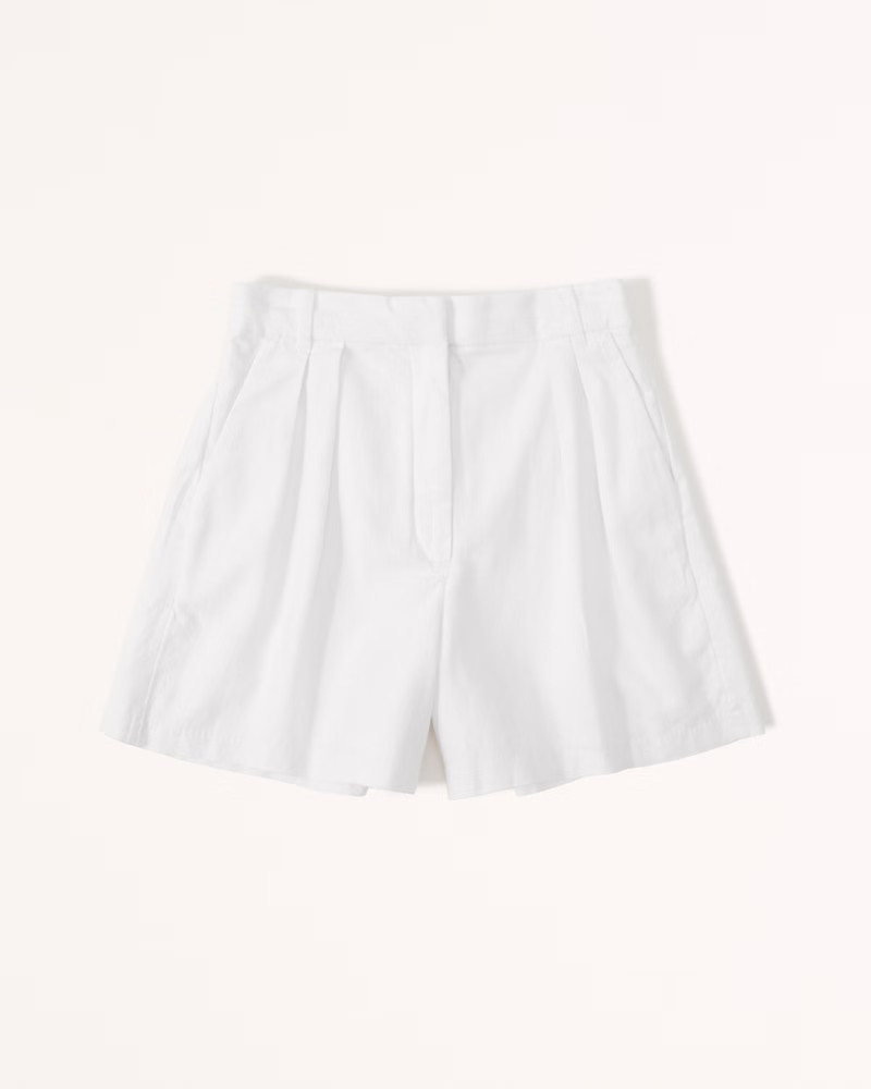 Ultra High Rise Linen-Blend Tailored Short | Abercrombie & Fitch (US)