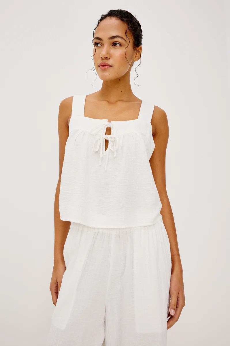 ENYA TOP - WHITE GAUZE | Rails