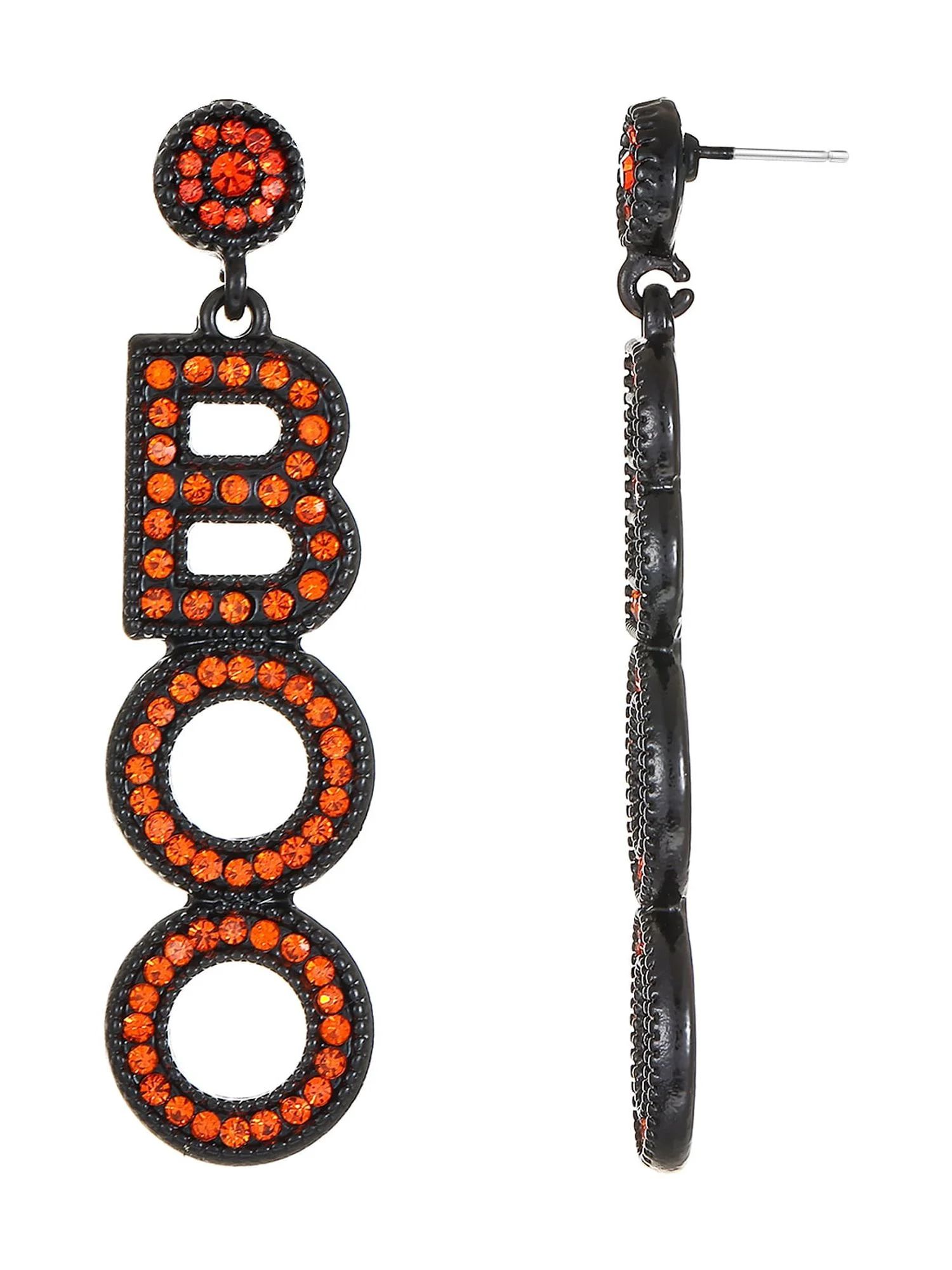 Way to Celebrate Halloween BOO Earrings, Black and Orange, 1 Pair, Female | Walmart (US)