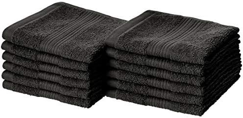 Amazon Basics Fade Resistant Cotton Washcloth, Black - Pack of 12 | Amazon (US)