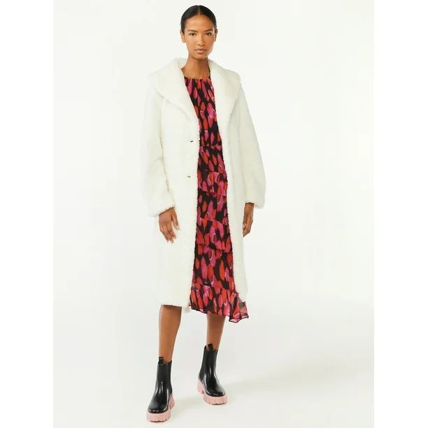 Scoop Women's Faux Fur Jacket with Shawl Collar - Walmart.com | Walmart (US)