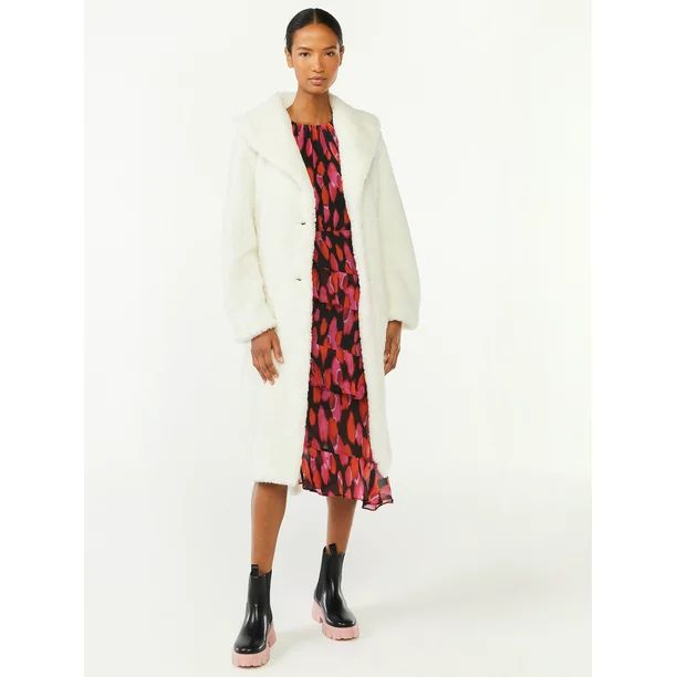 Scoop Women's Faux Fur Jacket with Shawl Collar | Walmart (US)