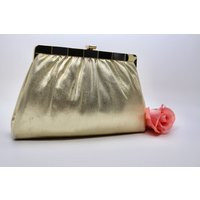 1950S Gold Lame Clutch, Silver Accents With Strap, Harry Levine Convertible Bag, Hl Gold Metallic Ev | Etsy (US)