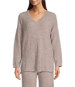 N by Natori Aura Heather Long Sleeve V-Neck Coordinating Knit Lounge Top | Dillard's | Dillard's