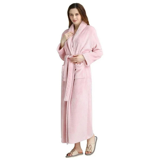Robes for Women, LOFIR Long Womens Robes, Soft Fluffy Fleece Bath Robe with Front Pocket, Winter ... | Walmart (US)