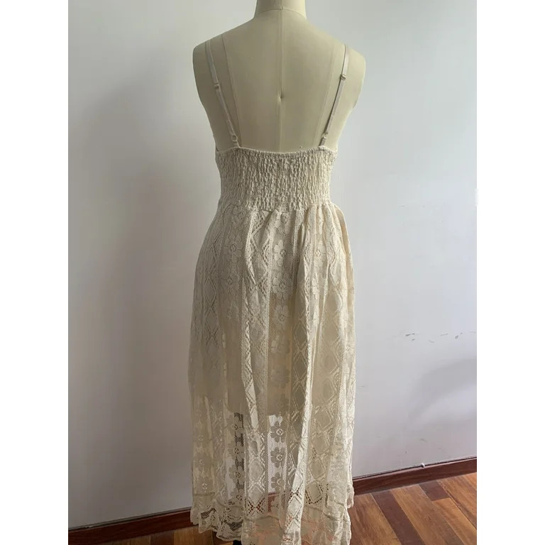 JBEELATE Womens Casual Boho Lace Floral V Neck Long Beach Dress Cocktail Party Maxi Wedding Dress... | Walmart (US)