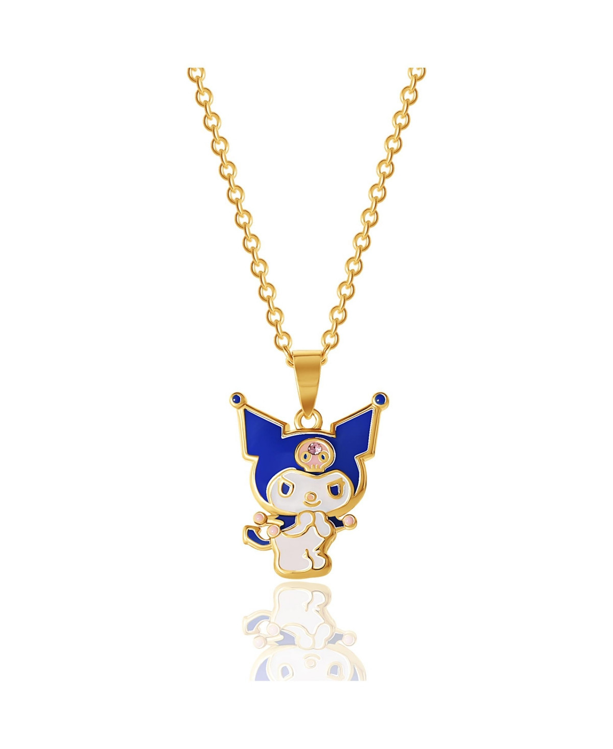 Sanrio Hello Kitty Yellow Gold Flash Plated and Light Rose Crystal Kuromi Pendant - 18'' Chain, Officially Licensed Authentic - Dark blue, white | Macy's