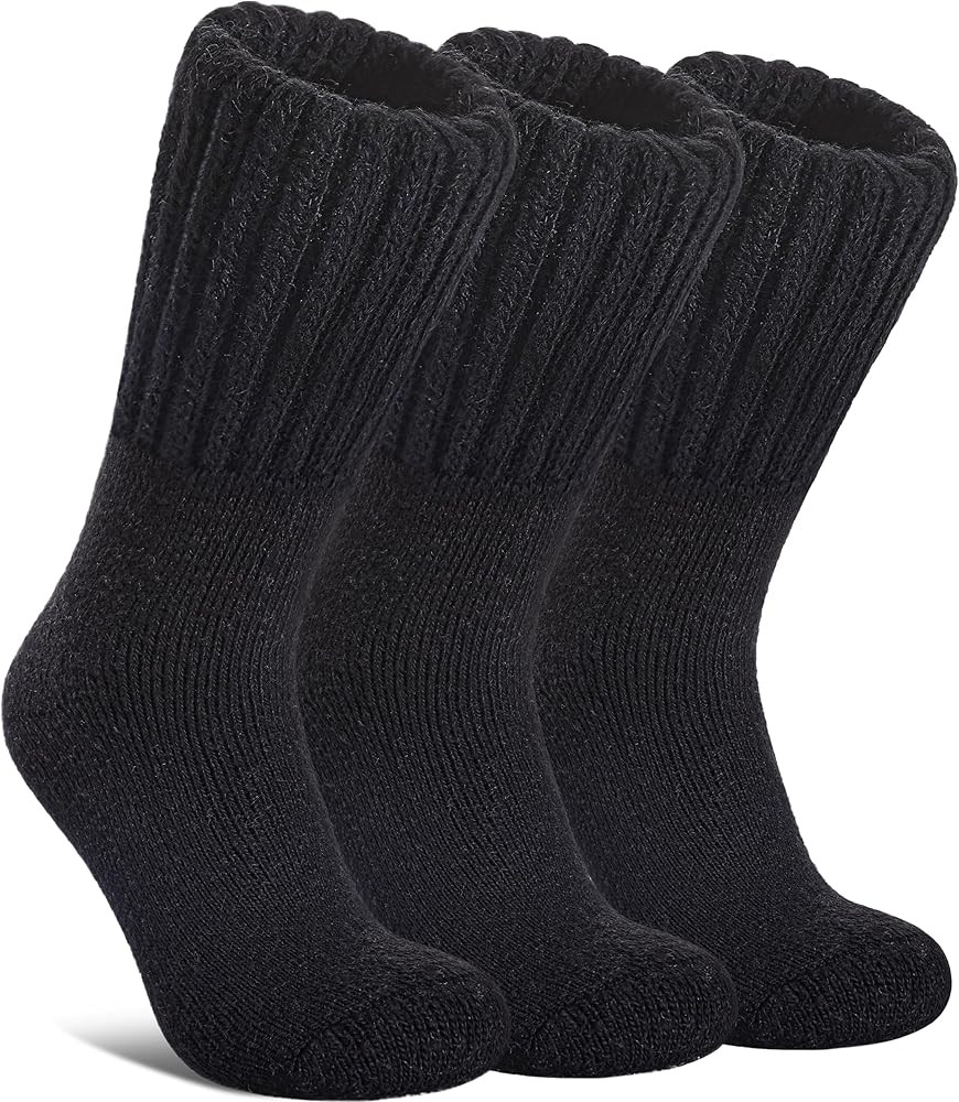 Boot Socks for Women Merino Wool Hiking Winter Warm Super Thick Thermal Cozy Knit Crew Socks | Amazon (US)