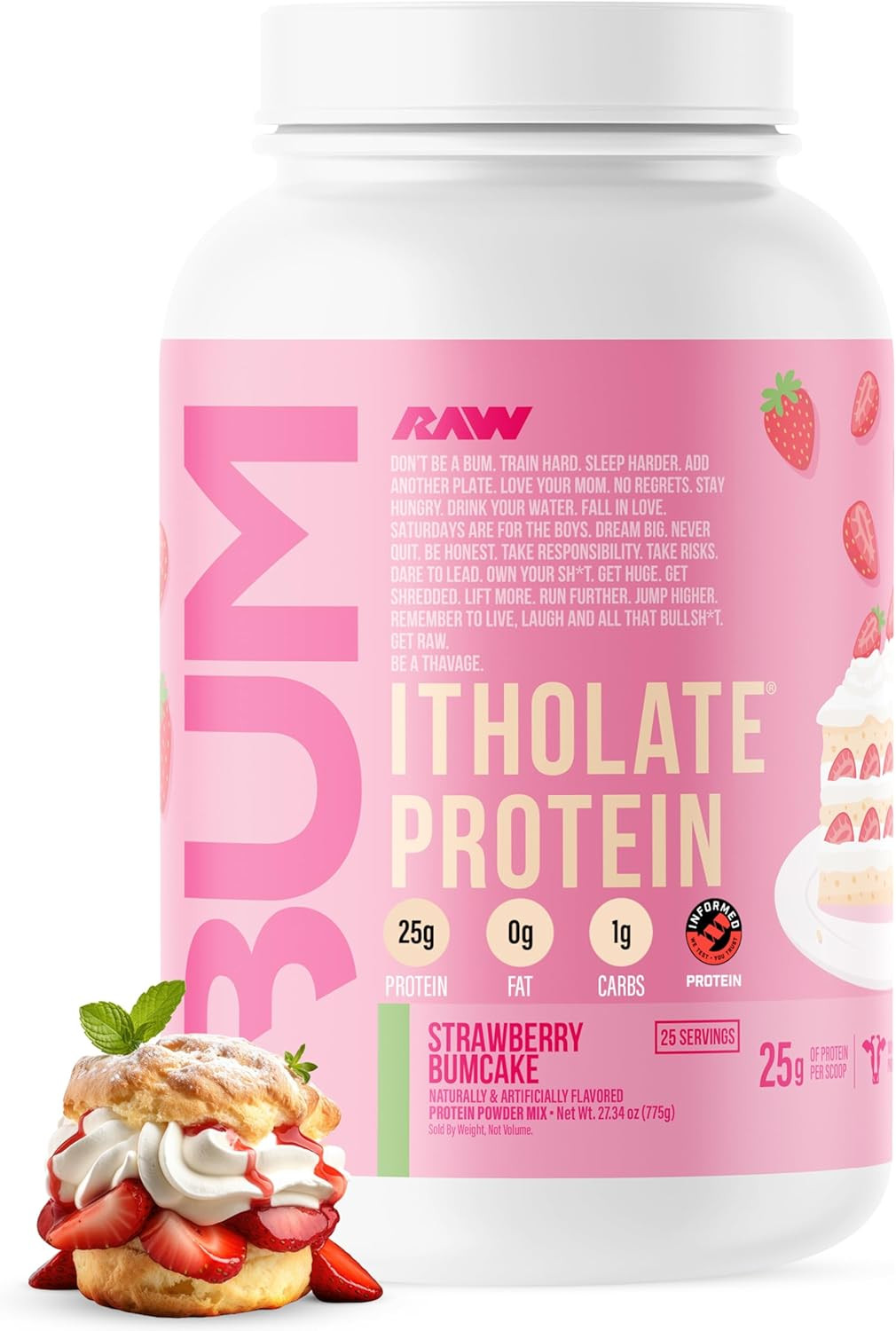 RAW Whey Isolate Protein Powder, Strawberry BumCake (CBUM Itholate Protein) - 100% Grass-Fed Spor... | Amazon (US)