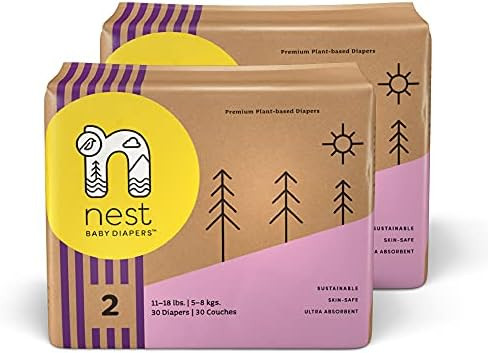 Nest Baby Diapers, Size 2, 11-18 lbs. (60 Count) Disposable Premium Diapers for Babies, Gentle Pl... | Amazon (US)