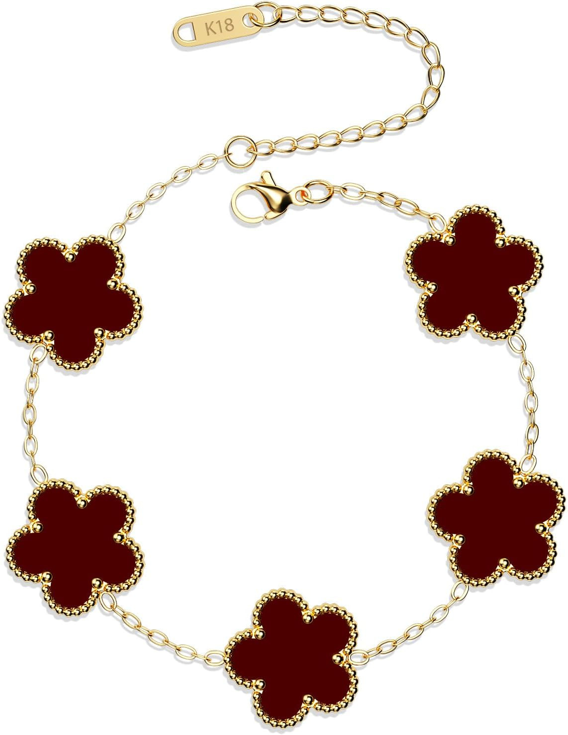 AICase 18K Gold Plated Clover Bracelet Dupes Bracelet Set for Women Flower Leaf Lucky Clover Bracelets Trendy Jewelry Birthday Gifts for Women/MoM/Friends | Amazon (US)