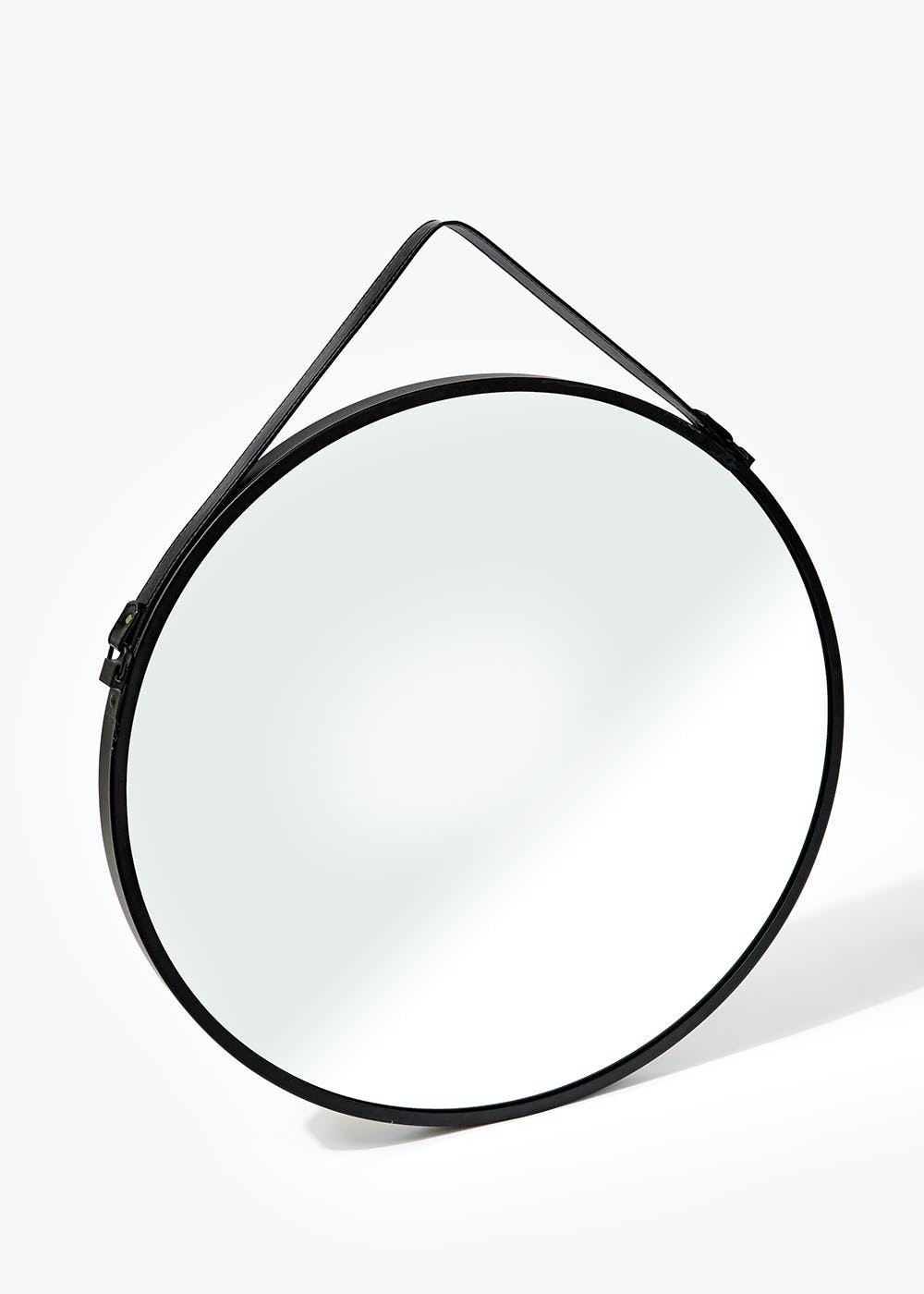 Round Hanging Metal Mirror (60cm x 60cm x 3cm) – Black | Matalan (UK)