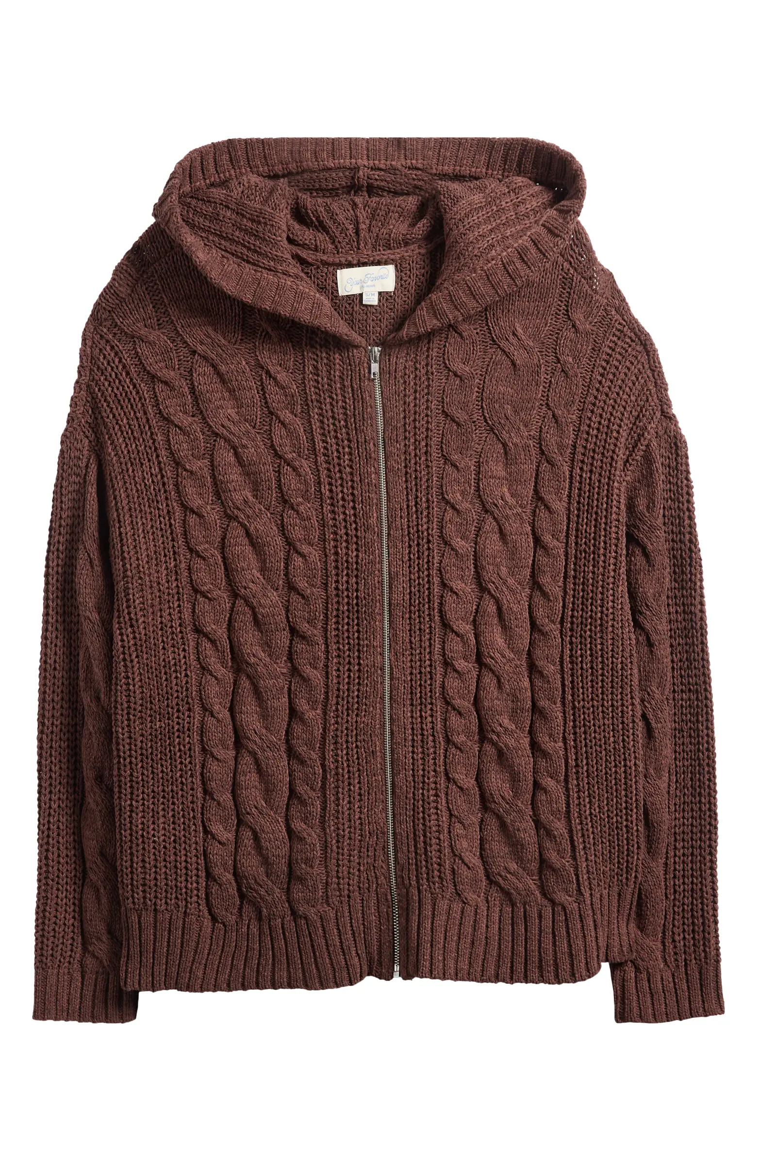 PacSun Dylan Cable Knit Zip-Up Hooded Sweater | Nordstrom | Nordstrom