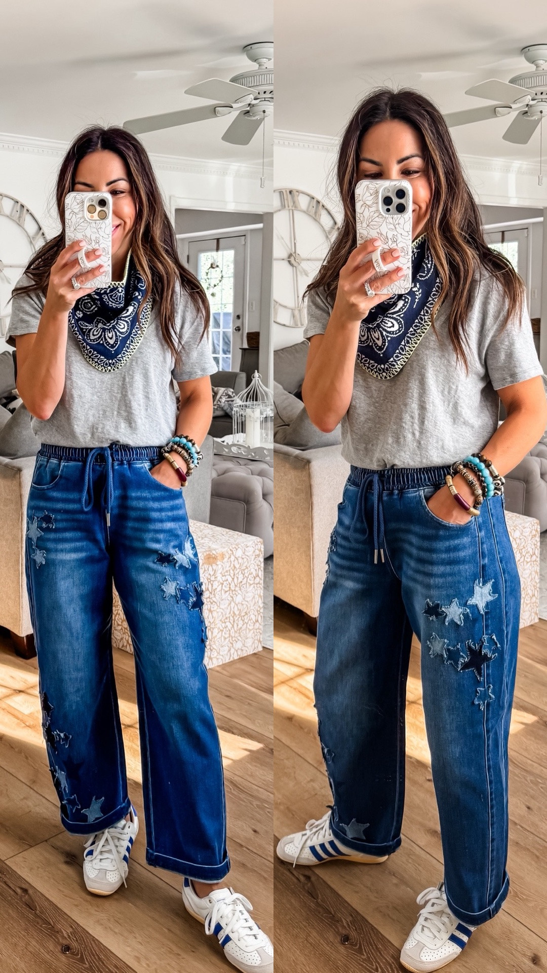 Small star jeans. Drawstring jeans. Baggy jeans. Xs tee

#LTKOver40 #LTKPetite