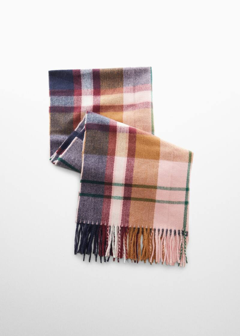 Fringed check scarf -  Women | Mango United Kingdom | MANGO (UK)