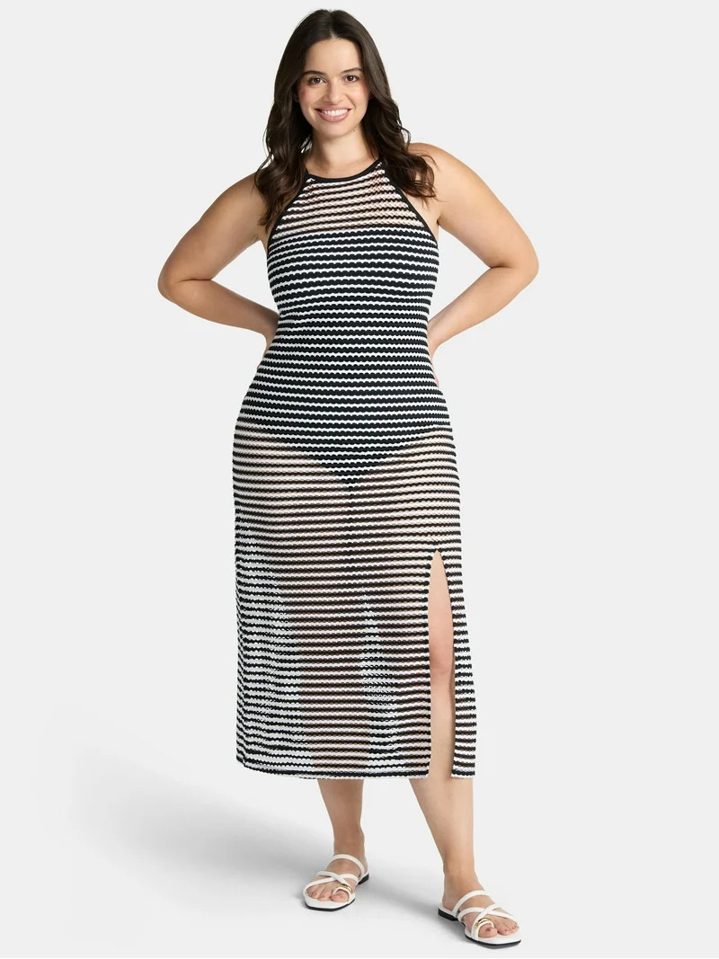 Time and Tru Women's and Women's Plus Halter Swim Coverup Dress. Sizes XS-3X | Walmart (US)