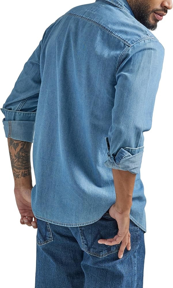 Wrangler Mens Iconic Denim Regular Fit Snap Shirt | Amazon (US)