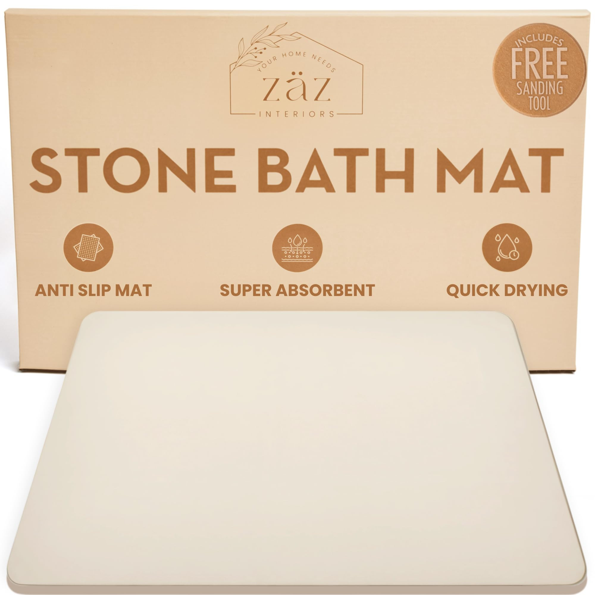 Stone Bath Mat for Bathroom – Quick Drying, Non-Slip Shower Mat – Super Absorbent Bath Stone ... | Amazon (US)