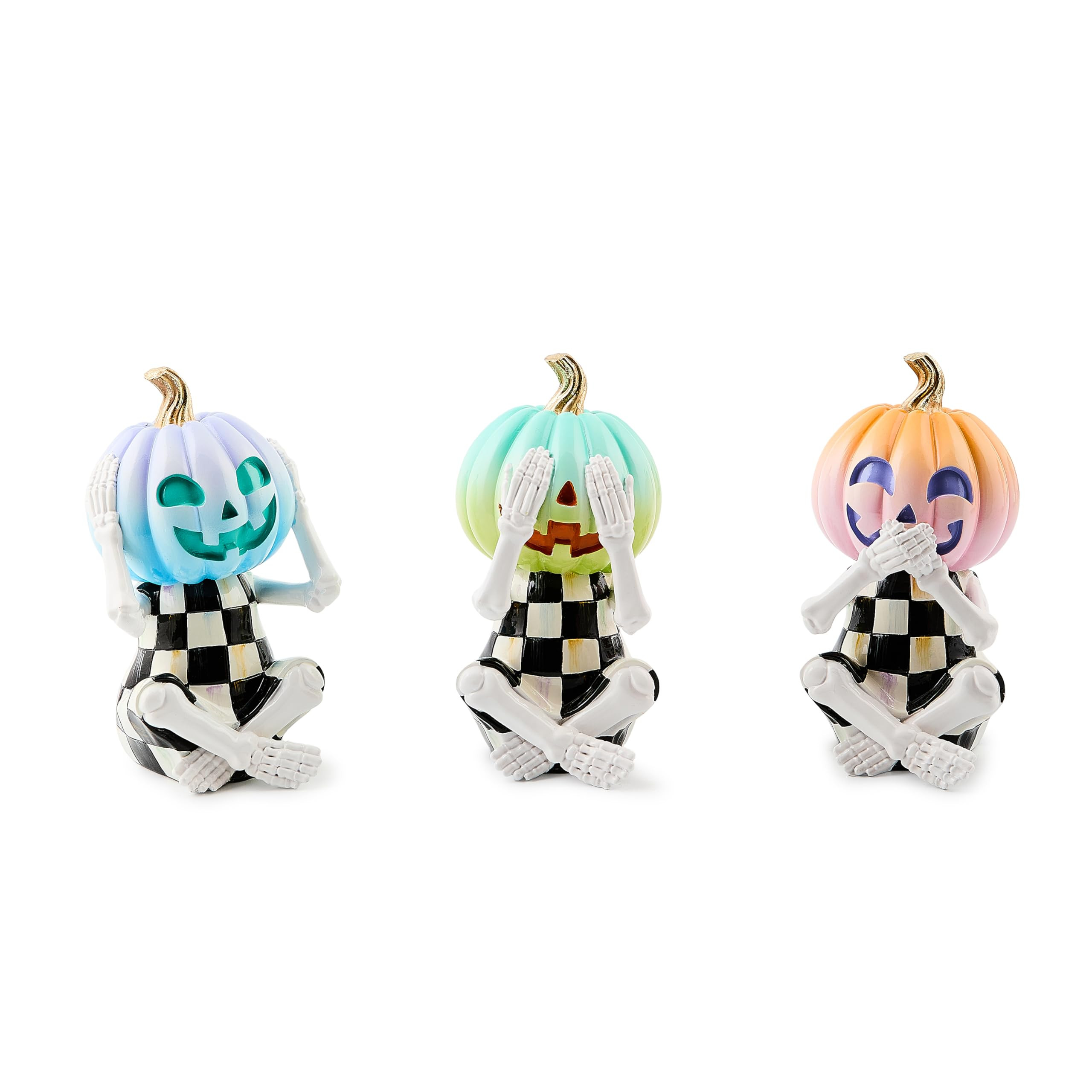 MACKENZIE-CHILDS Set of 3 Resin Pumpkin Skeletons, Halloween and Fall Pumpkin Decor, Trick or Tre... | Amazon (US)