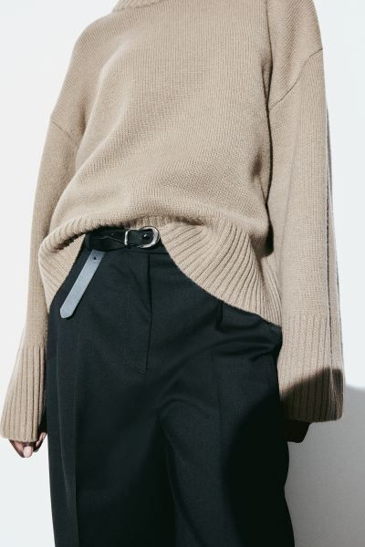 Oversized cashmere-blend jumper - Dark beige - Ladies | H&M GB | H&M (UK, MY, IN, SG, PH, TW, HK)