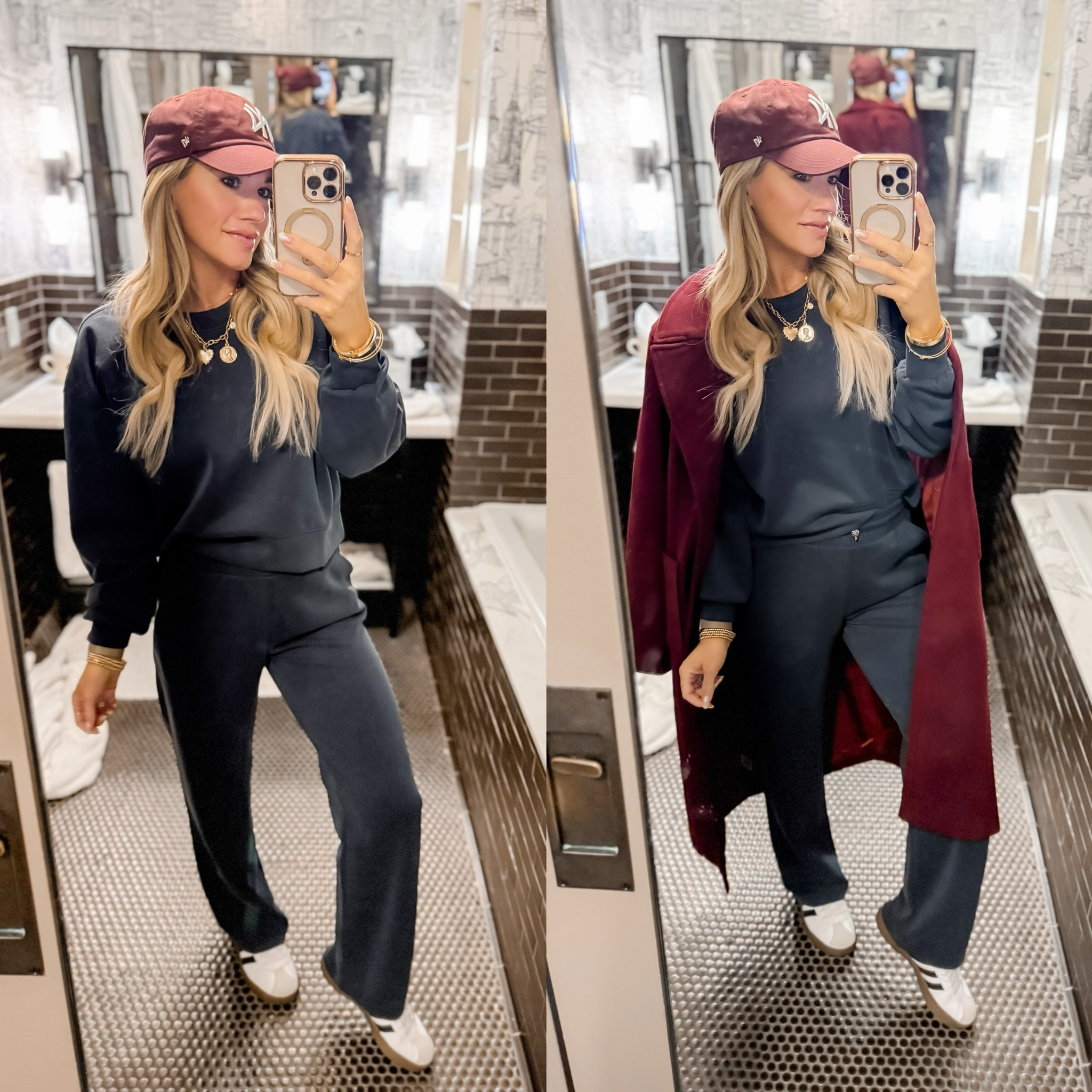 Amazon travel outfit from NYC! This set is so comfy and feels like a luxe designer material! Wearing my true size xs in both. love adding this coat to dress it up and stay warm while still being comfy! 

#LTKNYFW #LTKTravel #LTKFitness