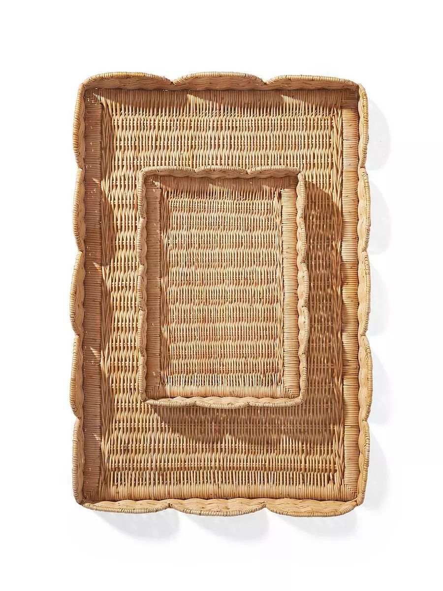 Scallop Rattan Tray | Serena and Lily