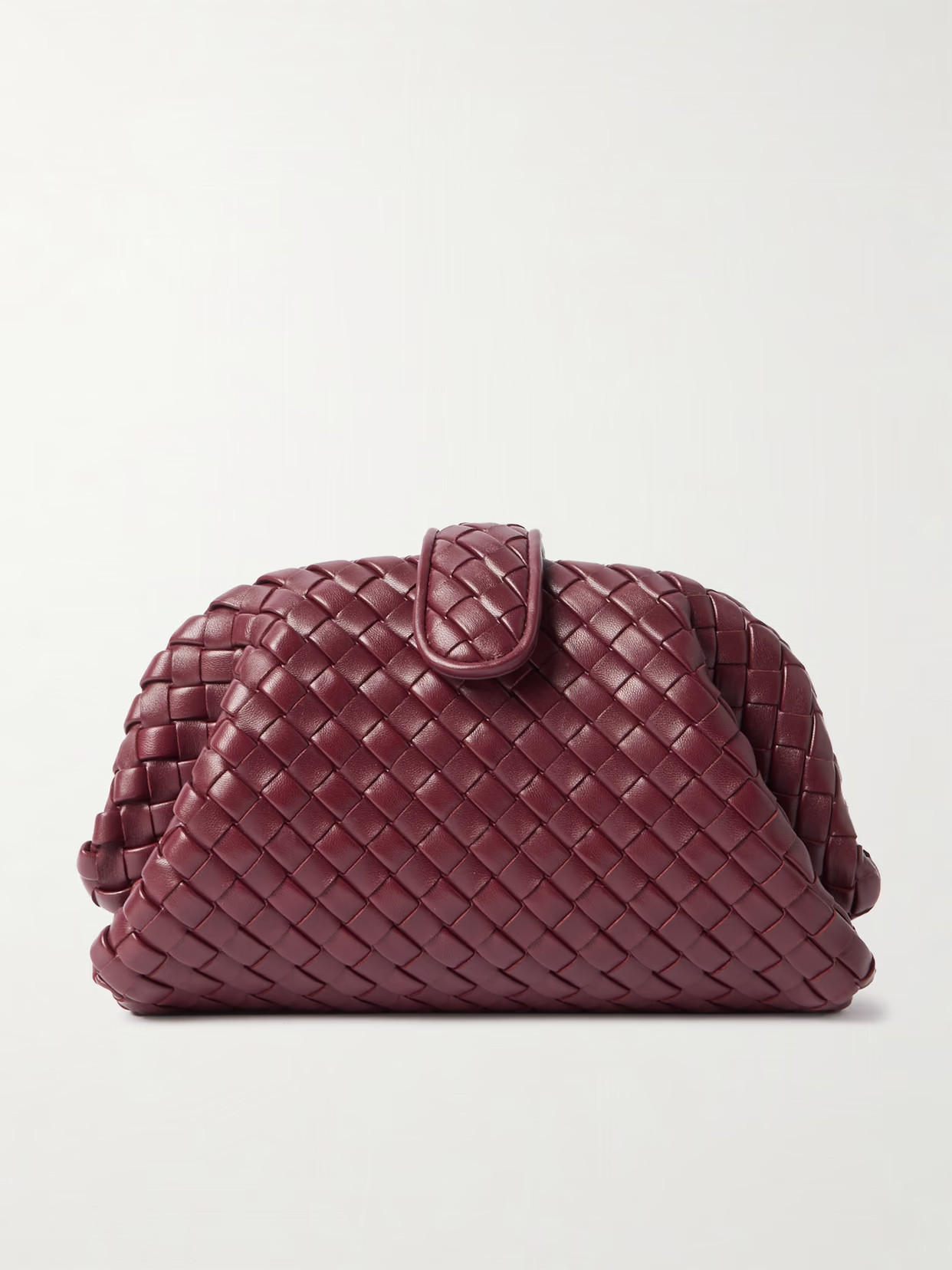 Bottega Veneta - Lauren 1980 Small Intrecciato Leather Clutch - Burgundy | NET-A-PORTER (US)