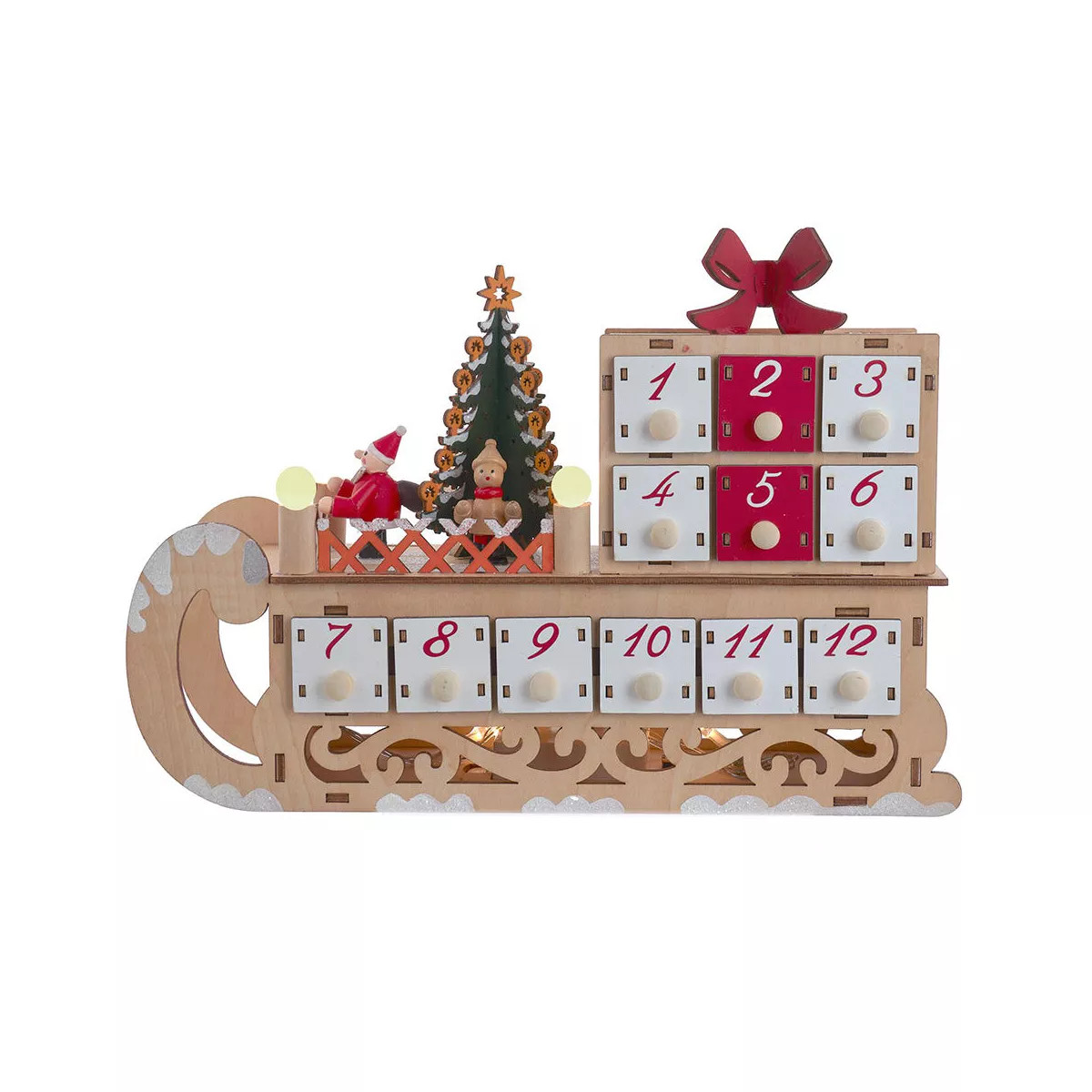 Kurt Adler 8.3 Inch Battery Operated 6-light LED Santa Sleigh With Advent Calendar | Target