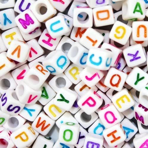 Eif Dock Acrylic Letter Beads for Jewelry Making 1200pcs White Square Letter Beads 4x7mm Colorful... | Amazon (US)