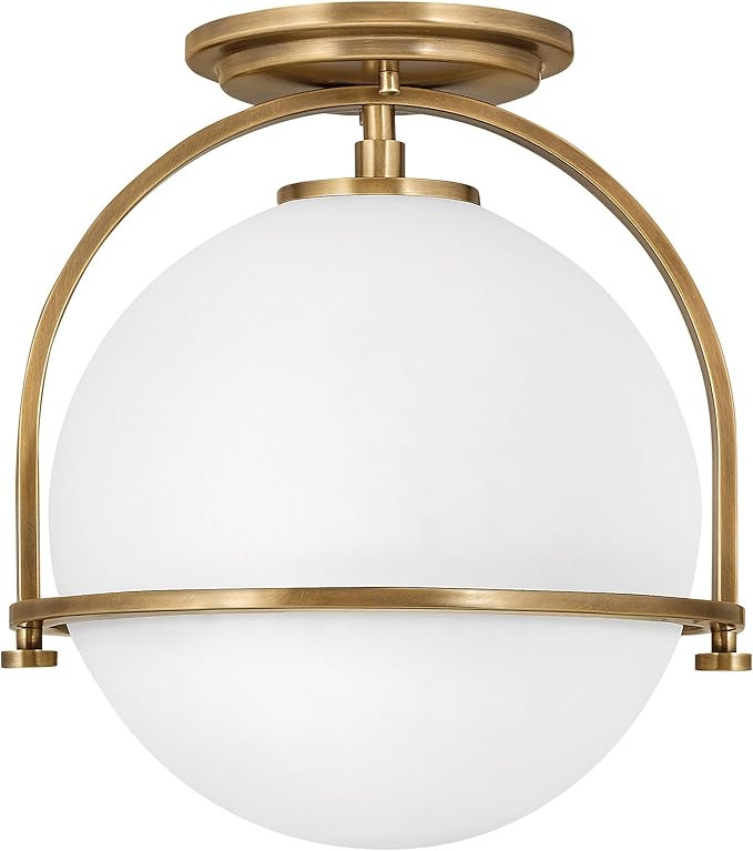 Hinkley Somerset 3403HB Small Semi-Flush Mount Ceiling Light - Etched Opal Globe, Vintage Chic - ... | Amazon (US)